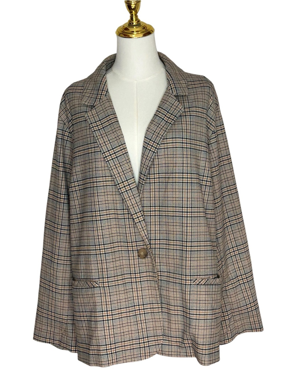 J. Jill Oversized Mendocino Plaid Blazer Autumn Layering Sz XL Lite Academia - Picture 2 of 13